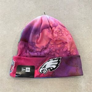 New Era Pink and Purple Kids Beanie with Eagles Logo